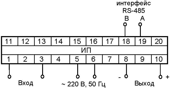 Схема электрическая подключения ЭП8554/1, ЭП8554/2