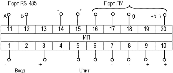 Схема электрическая подключений одноканального измерительного преобразователя