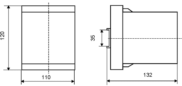 Габаритные и установочные размеры измерительных преобразователей ЭП8555/3 - ЭП8555/5, ЭП8555/7 с креплением на DIN - рейку (35 мм)