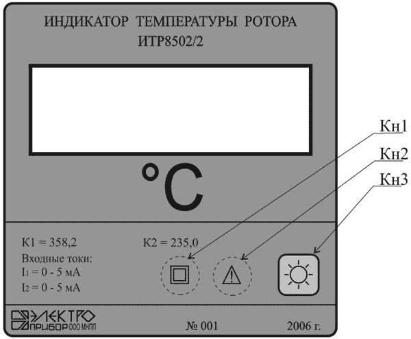 Индикатор температуры ротора ИТР8502, лицевая панель
